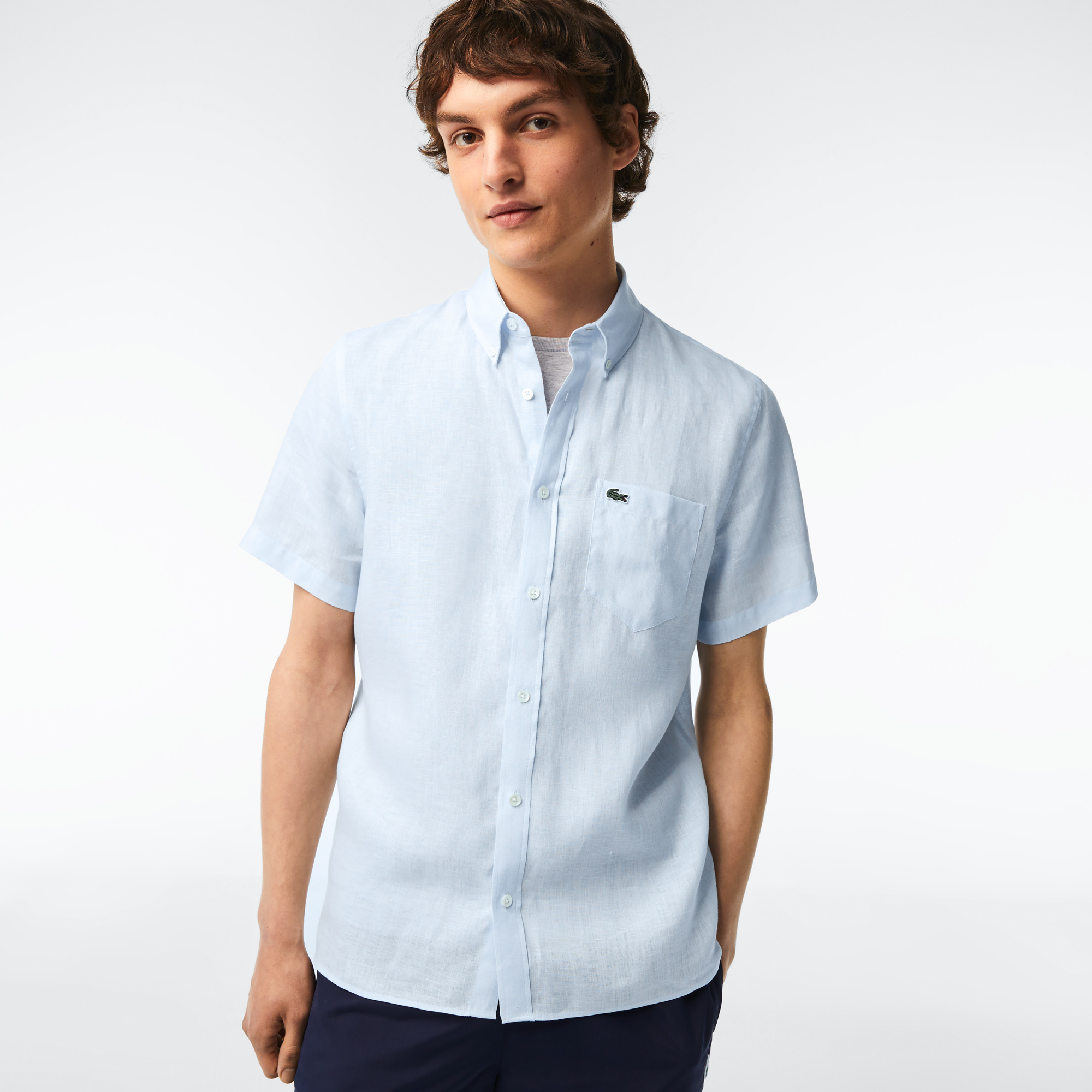 Men s Lacoste Short Sleeve Linen Shirt LACOSTE
