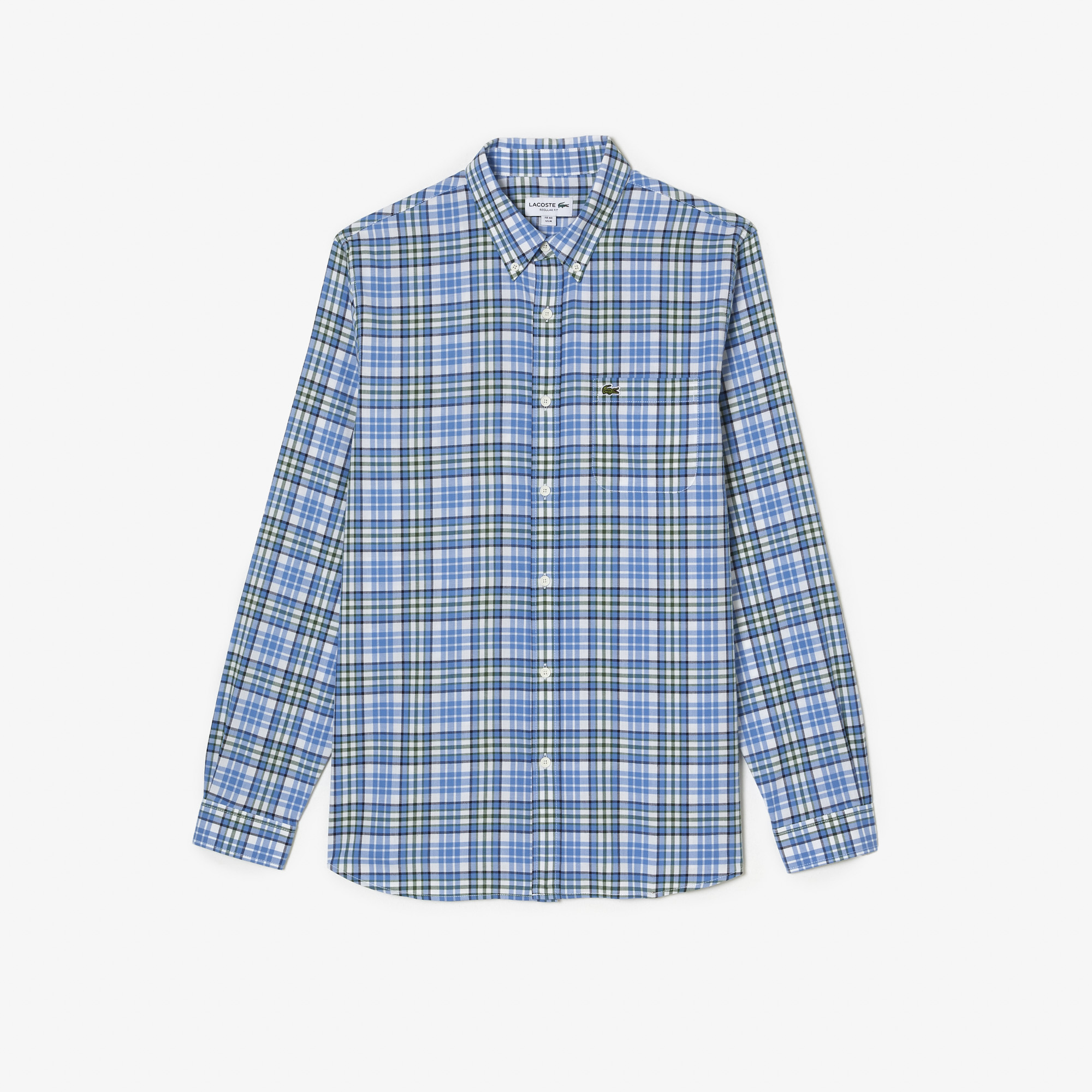 Lacoste blue check shirt discount