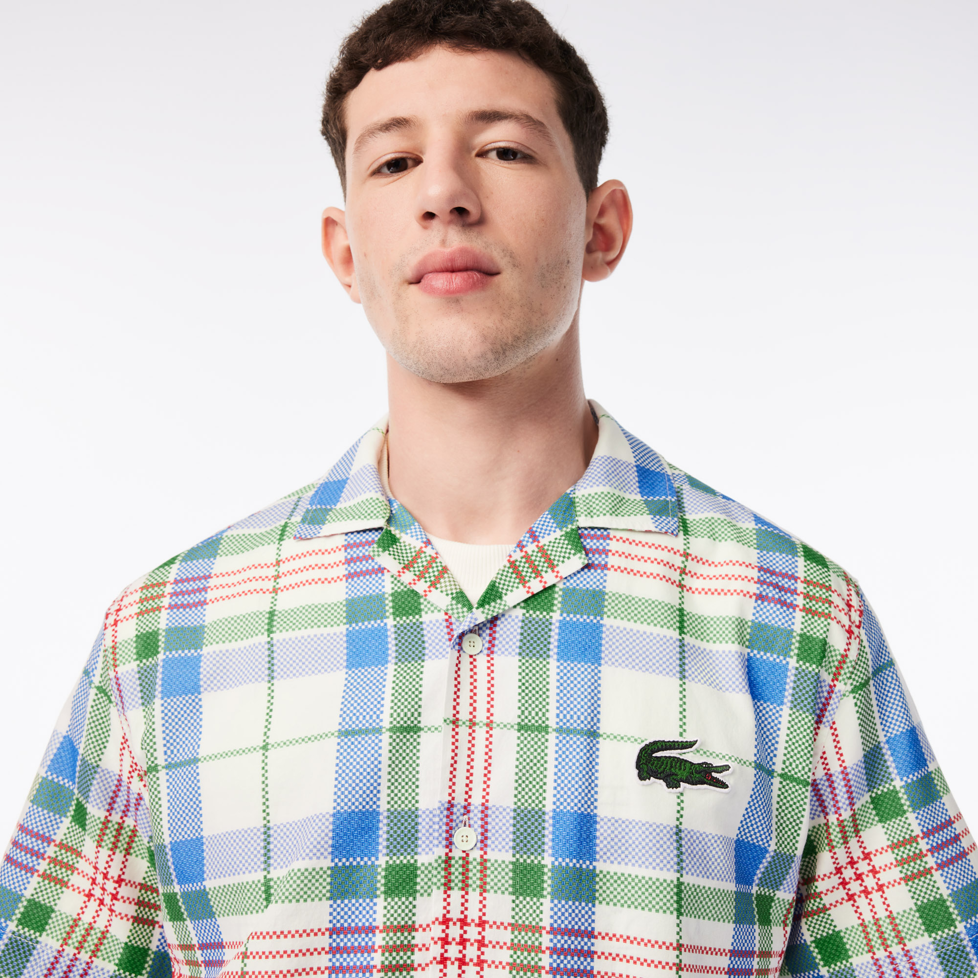 Men s Lacoste Short Sleeve Organic Cotton Check Shirt LACOSTE