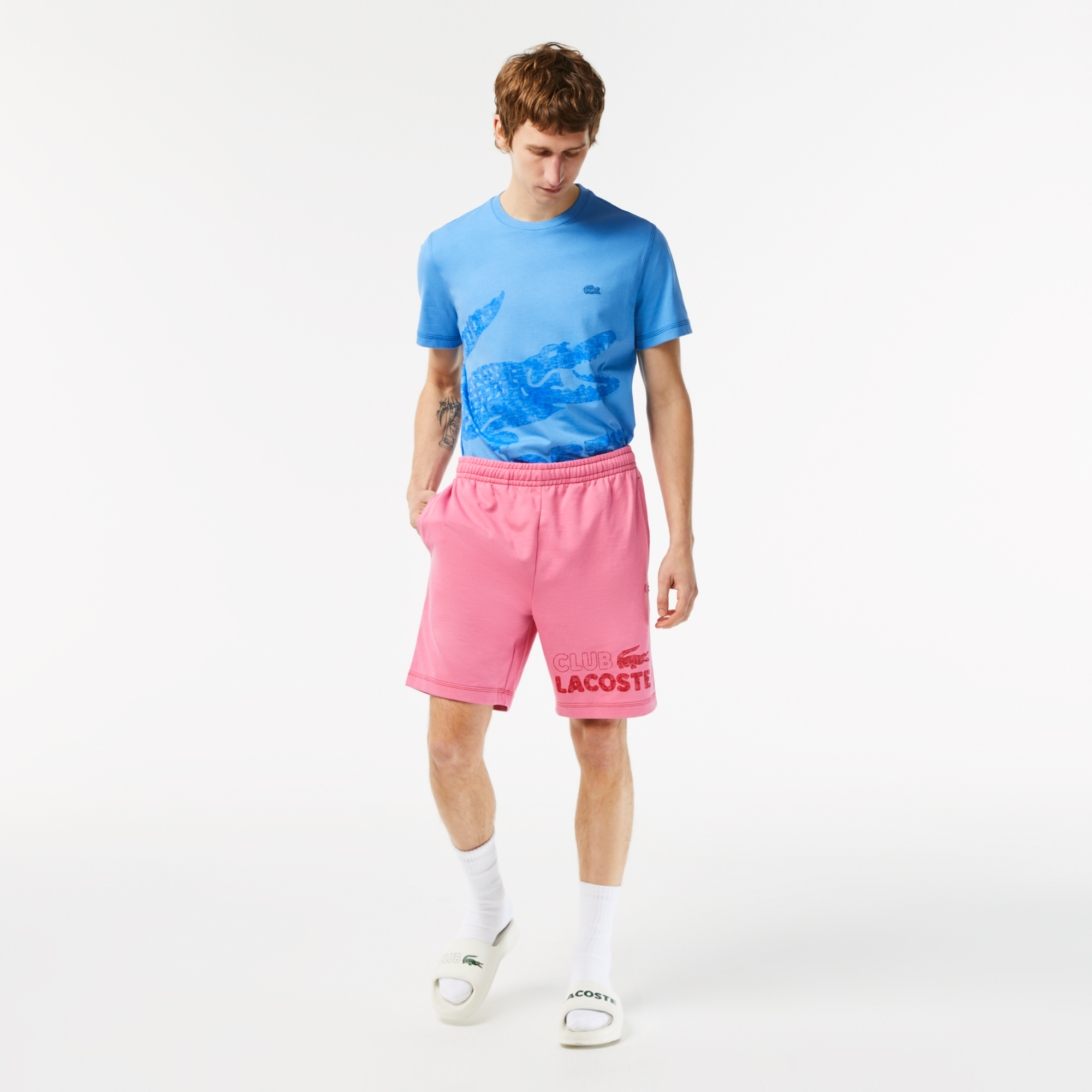 Pink lacoste shorts discount