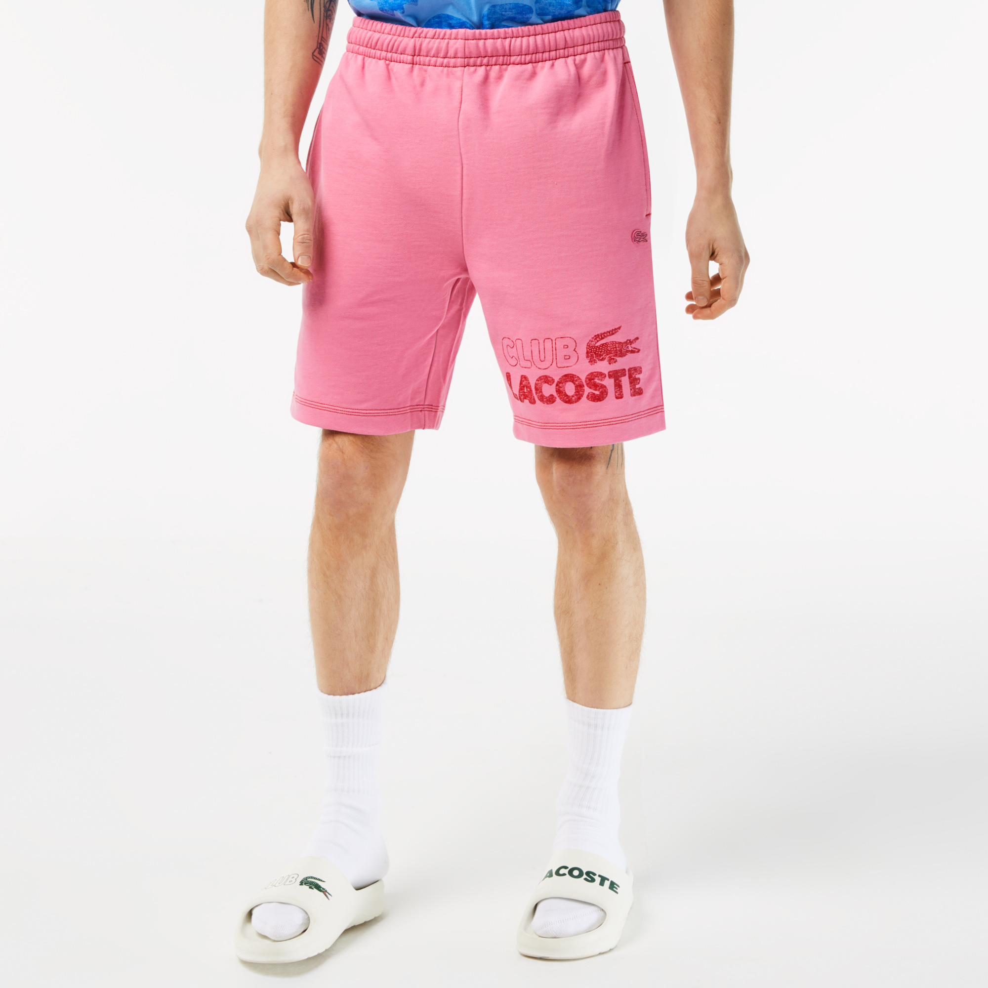 Mens pink cheap fleece shorts