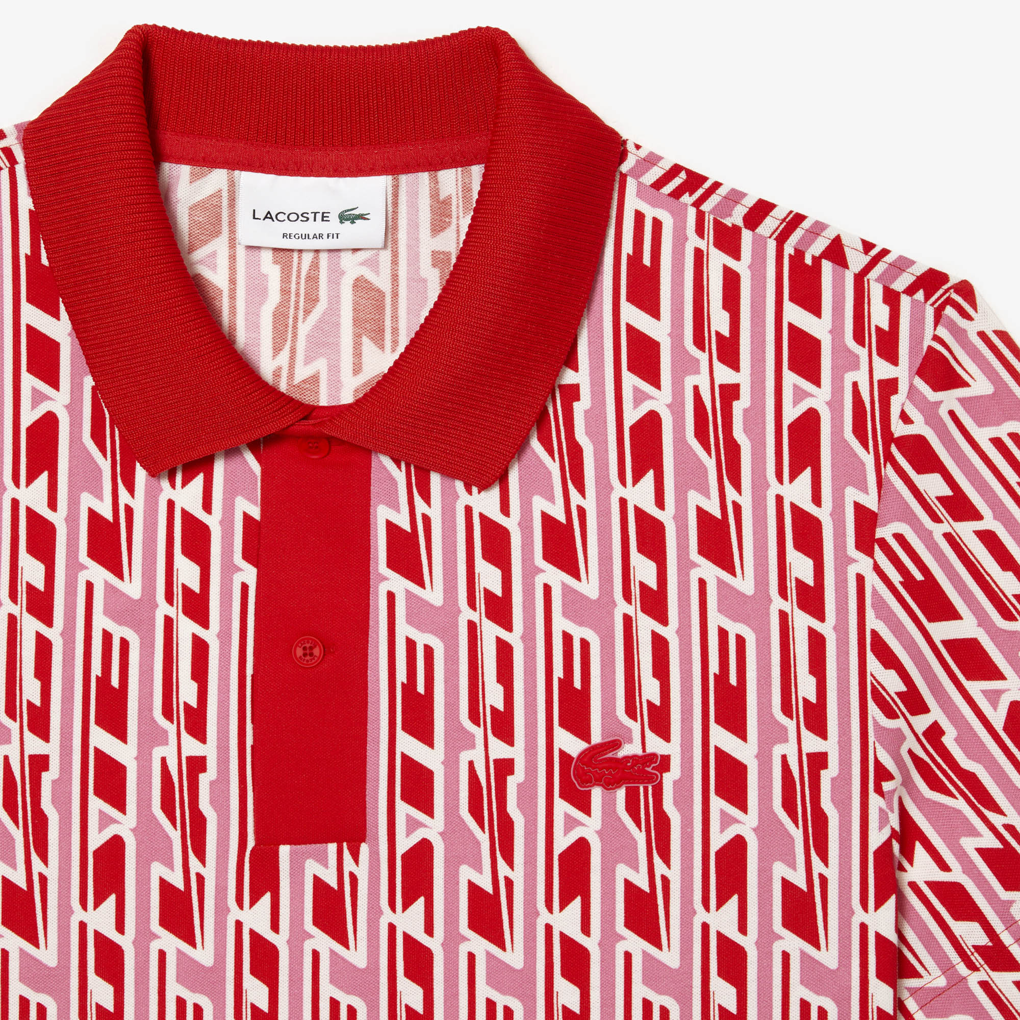 red and white lacoste shirt