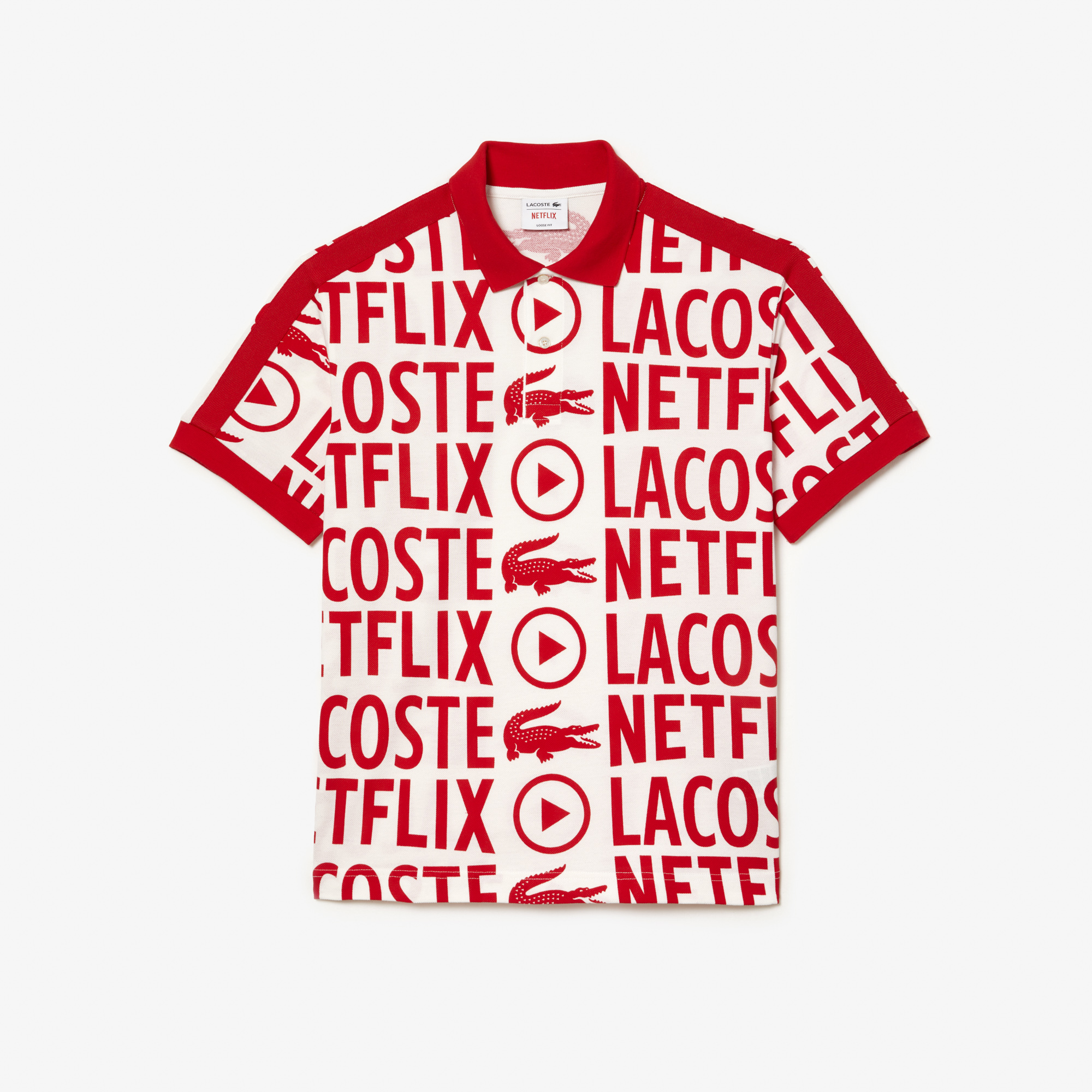 Men s Lacoste X Netflix Loose Fit Organic Cotton Print Polo Shirt