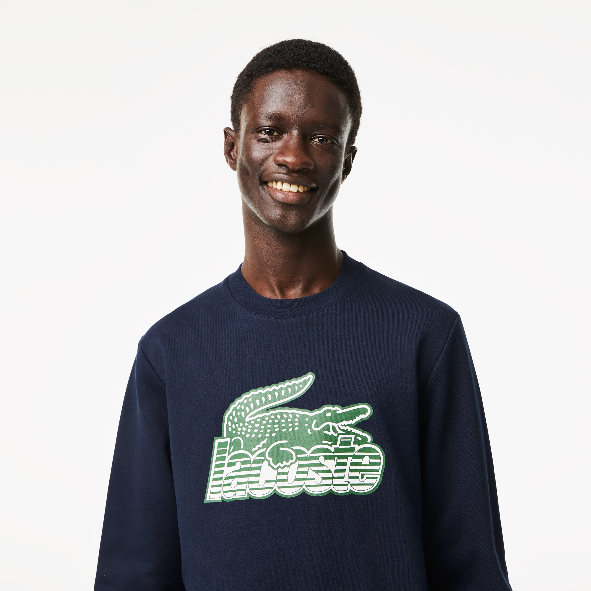 Men s Lacoste Round Neck Unbrushed Fleece Sweatshirt LACOSTE