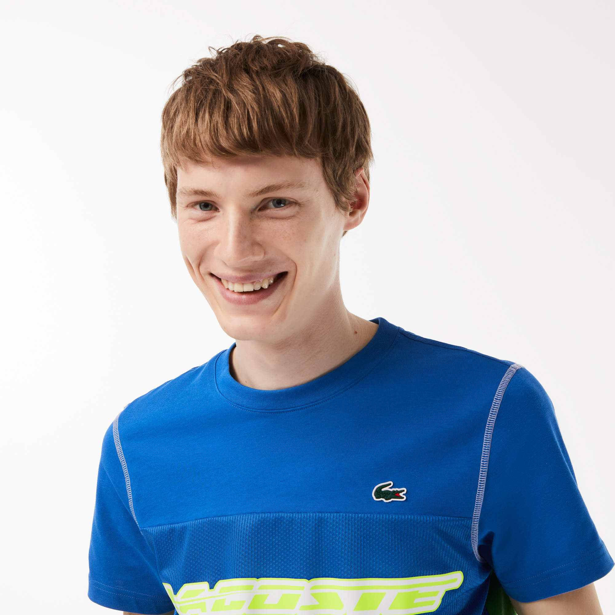 T shirt lacoste bleu sale