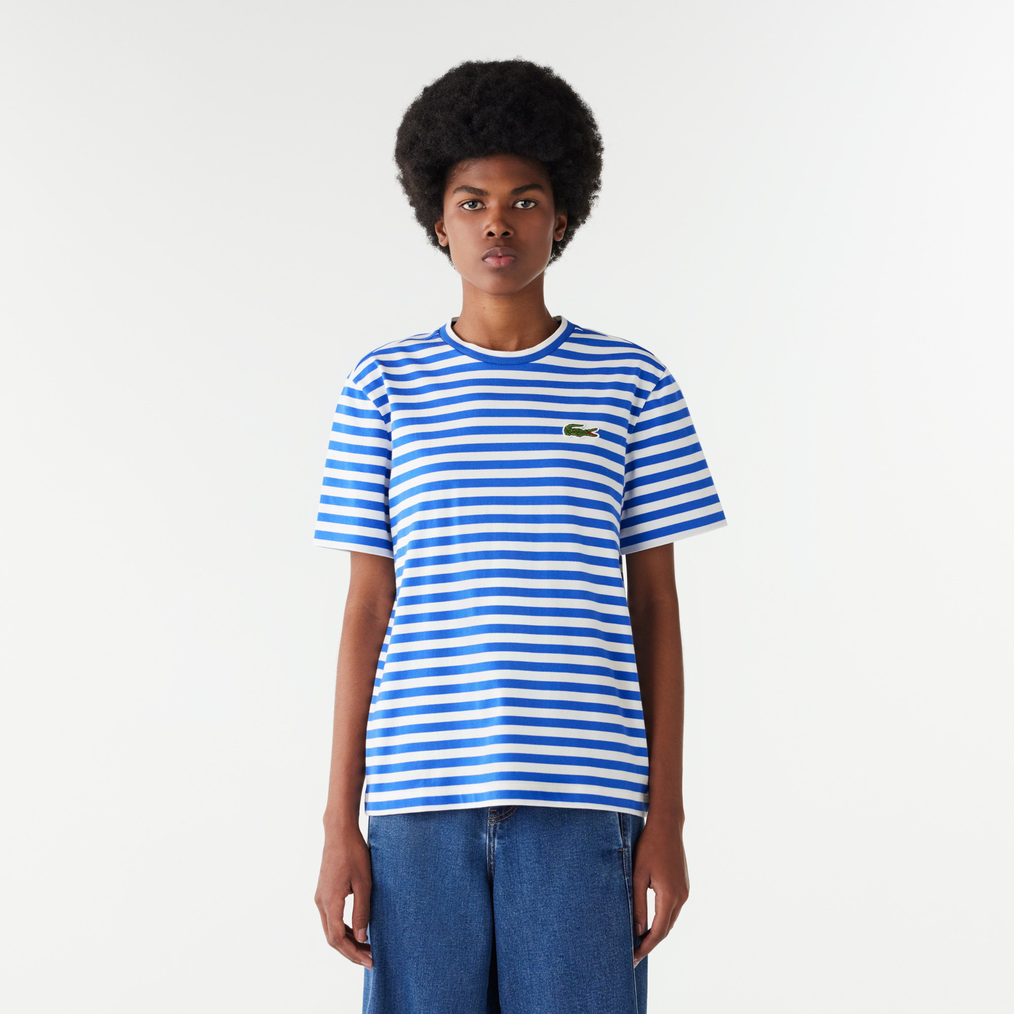 Lacoste blue striped t shirt clearance
