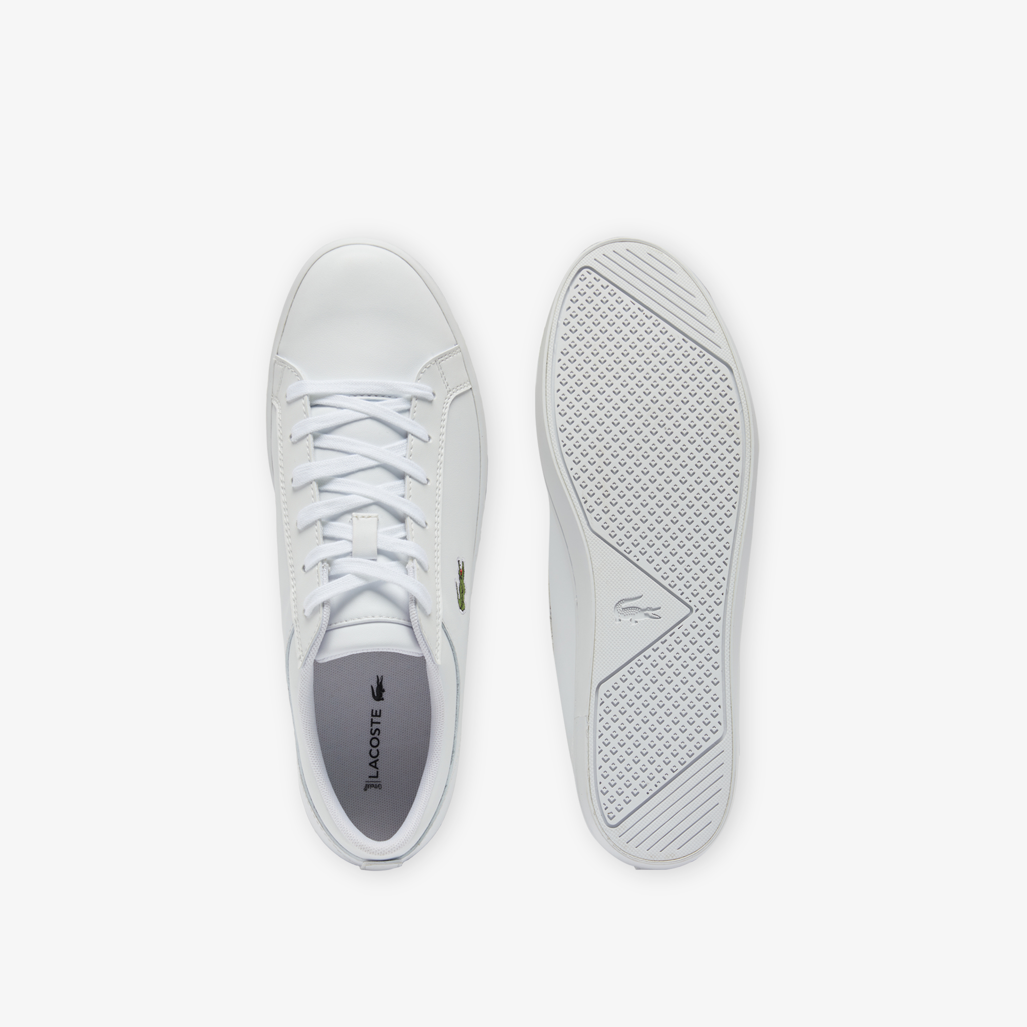 Lacoste men's straightset leather trainers discount