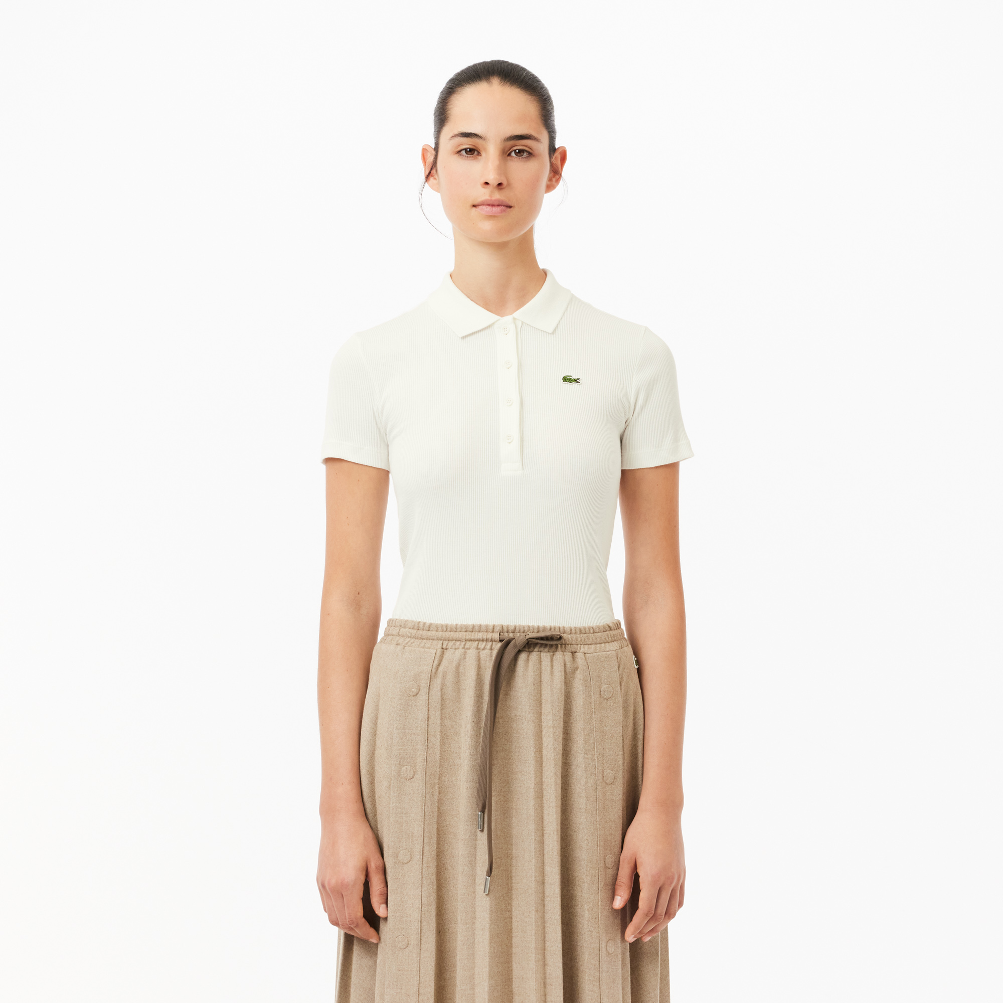 Slim Fit L.12.D Ribbed Cotton Polo Shirt LACOSTE