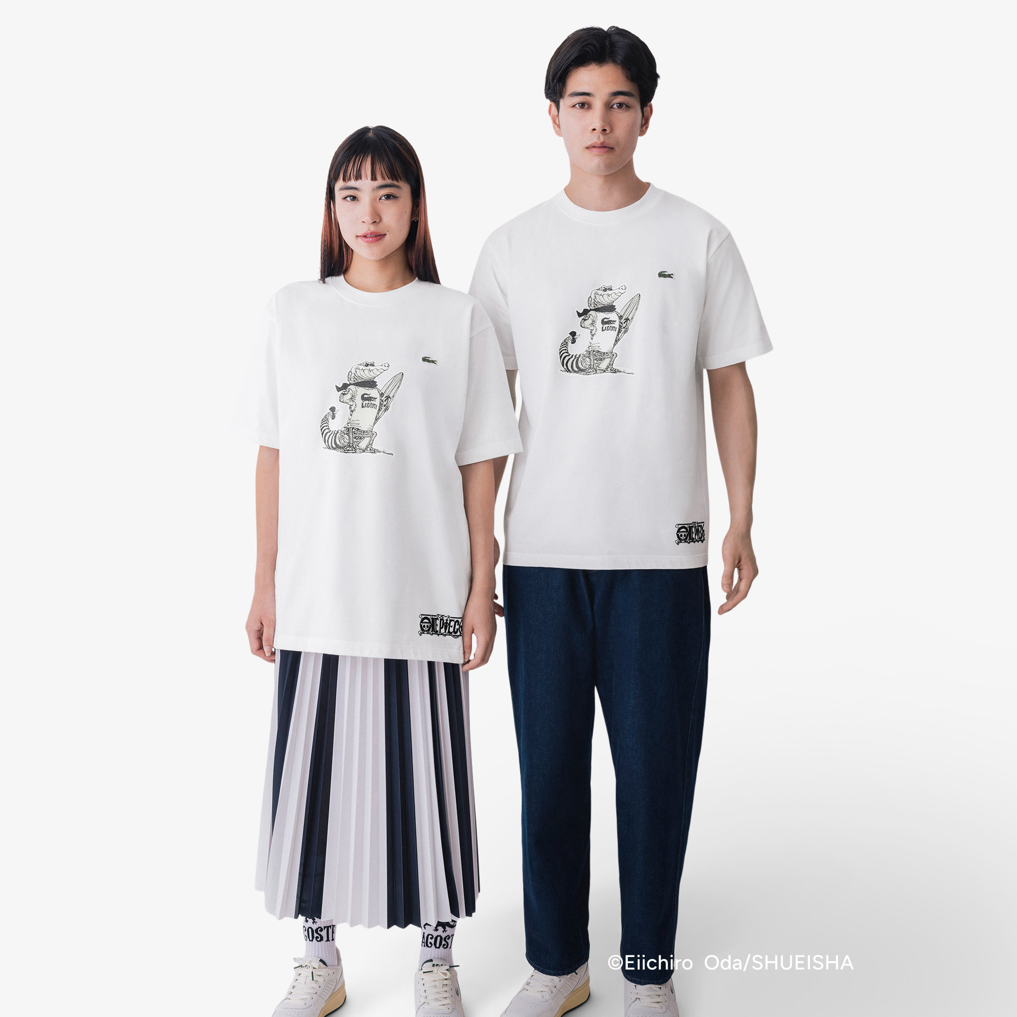 ラコステ×「ONE PIECE」のTシャツ、コラボ仕様“ワニ”ロゴや漫画