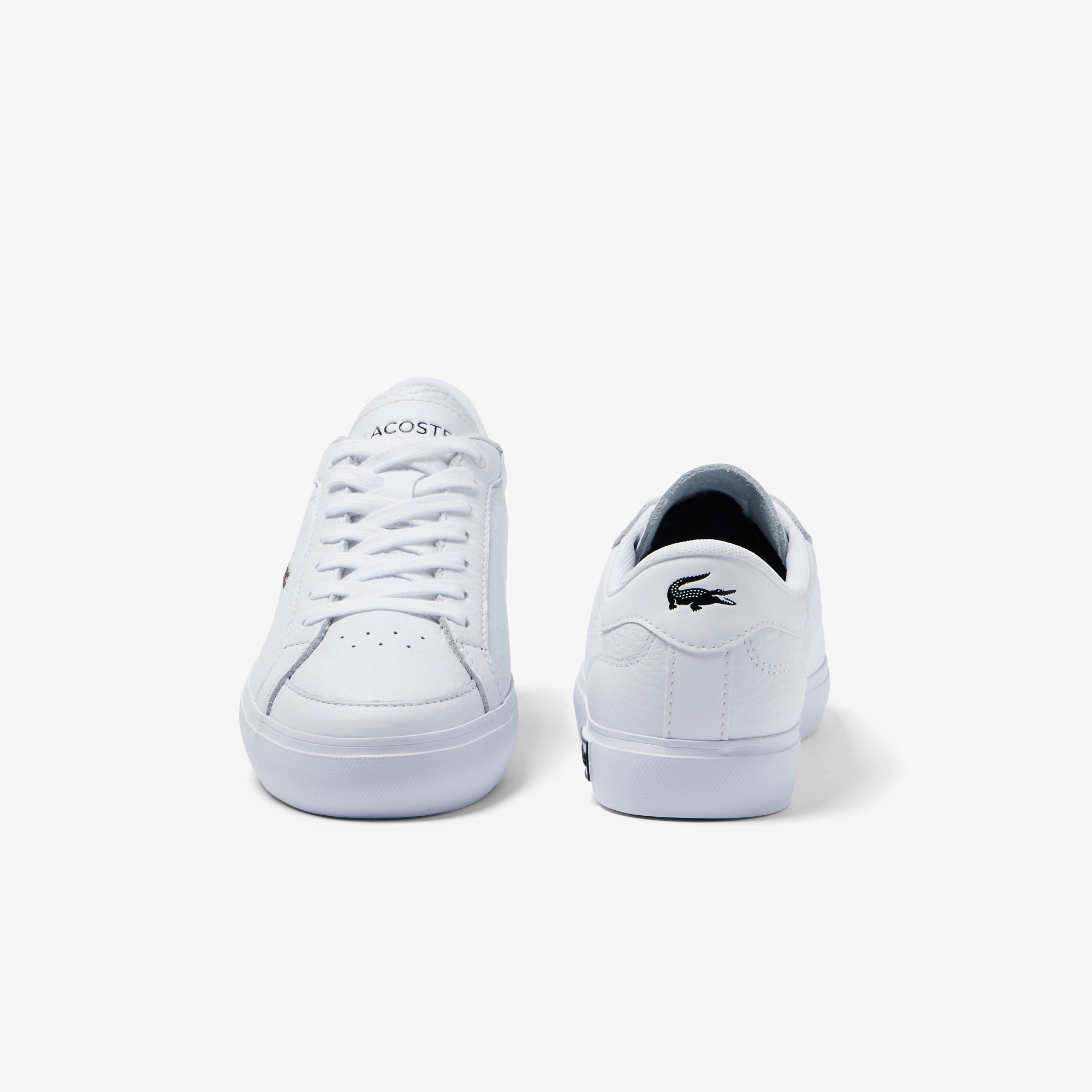 Women s Lacoste Powercourt Leather Considered Detailing Trainers LACOSTE