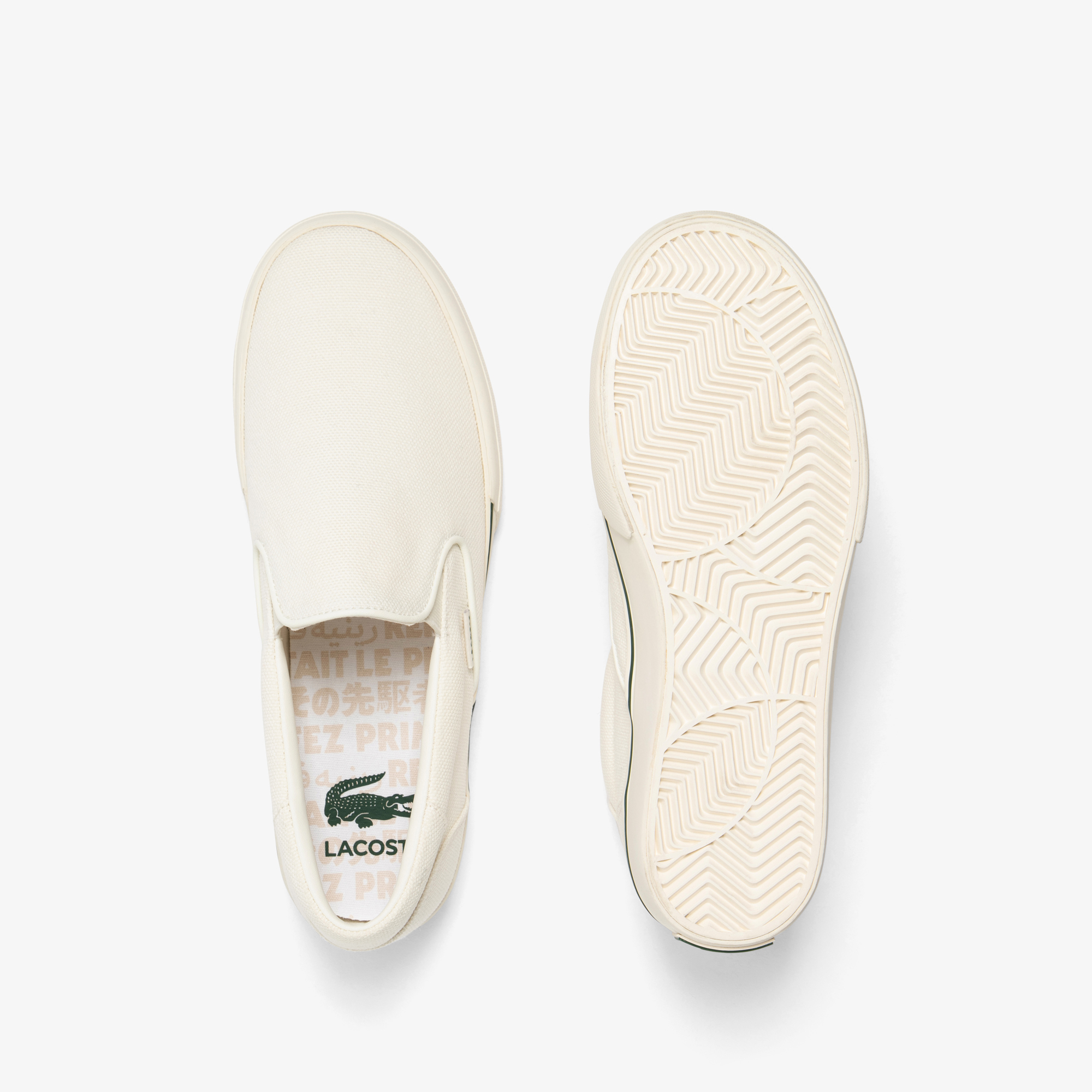 Lacoste mens white slip ons store