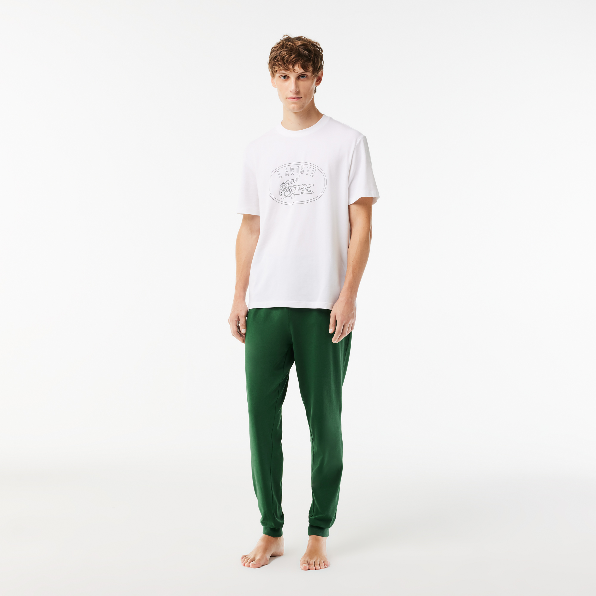 Pyjama Set with Contrast Logo Print Pants LACOSTE