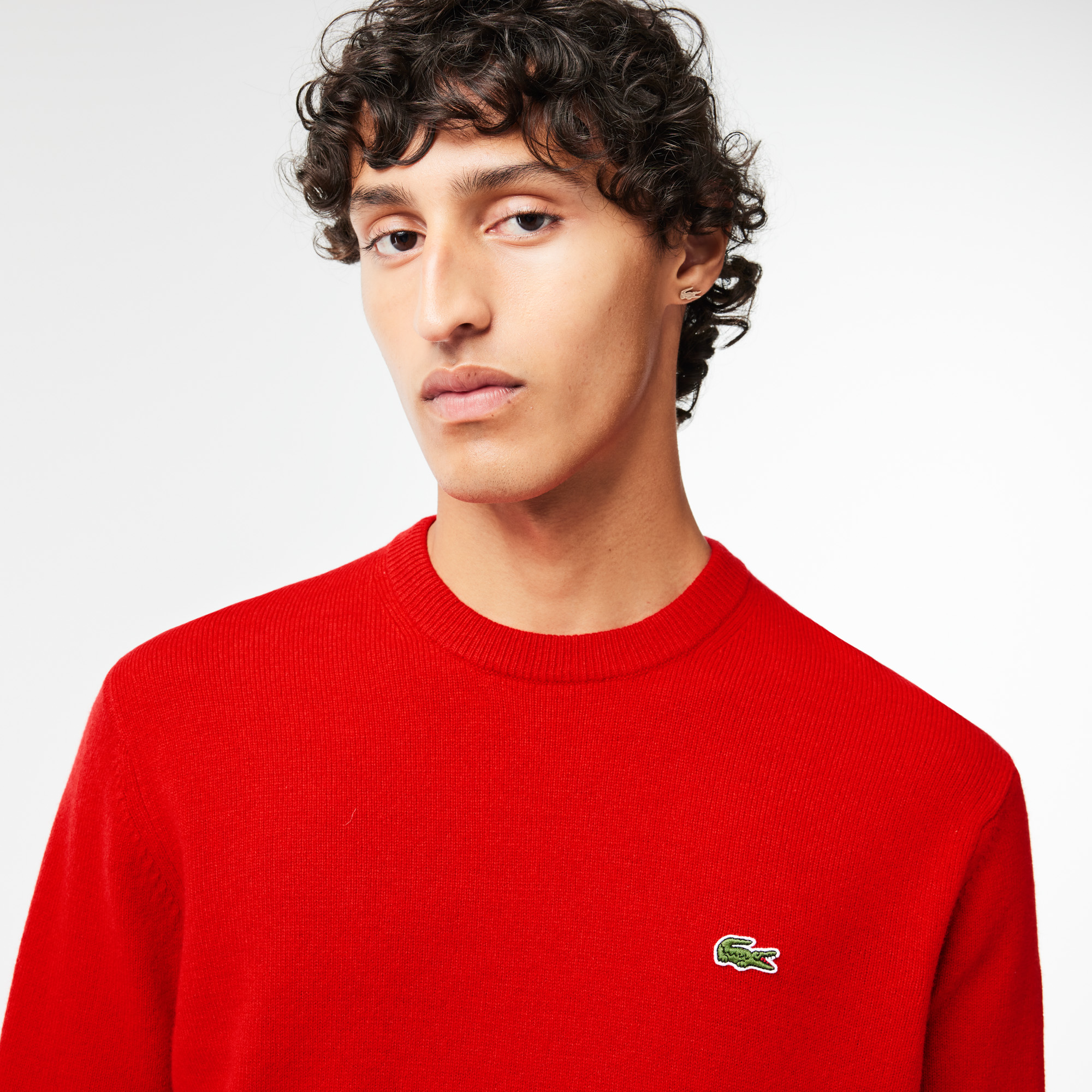 Mens red lacoste jumper shop