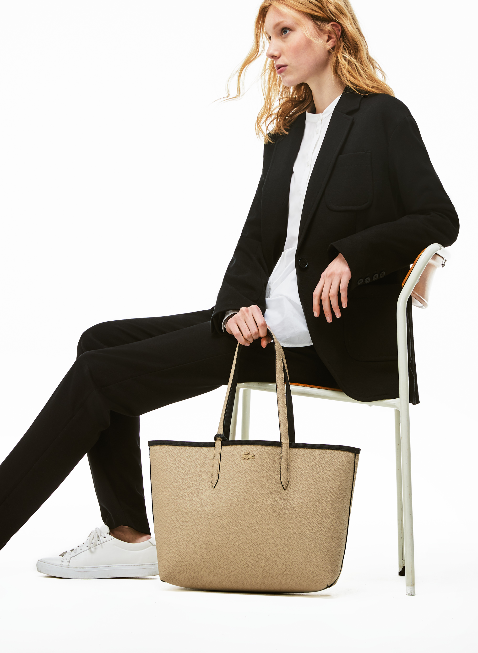 Lacoste Women's Black/Warm Sand Anna Reversible Tote Bag