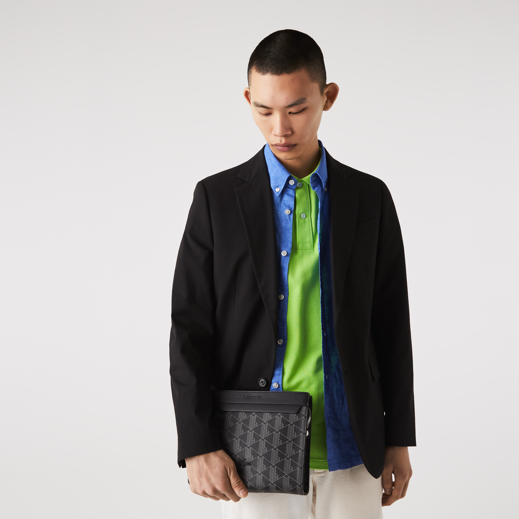 Men s The Blend Monogram Print Canvas Toiletry Bag LACOSTE