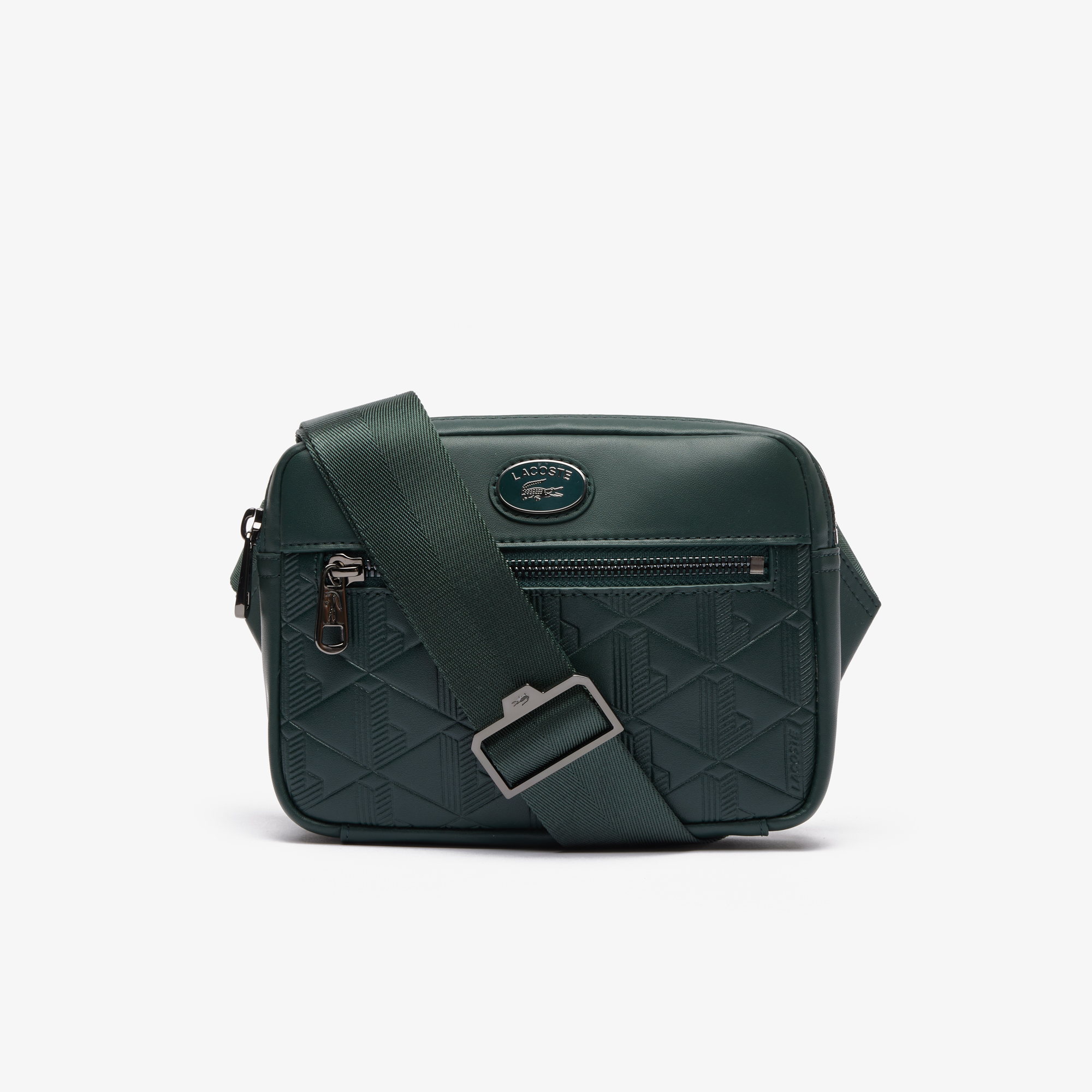 Leather Monogram Print Shoulder Bag LACOSTE
