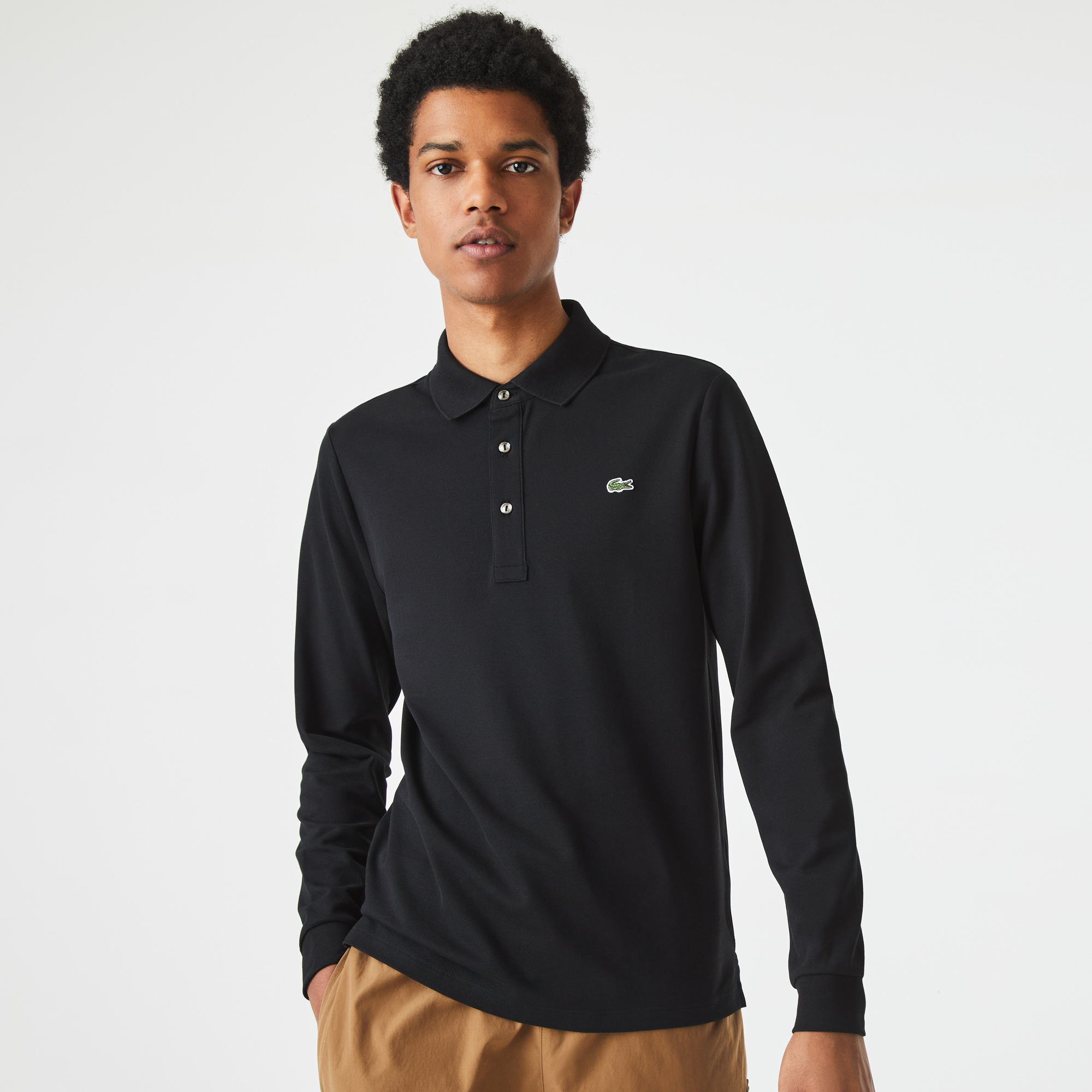 Black lacoste long sleeve online shirt