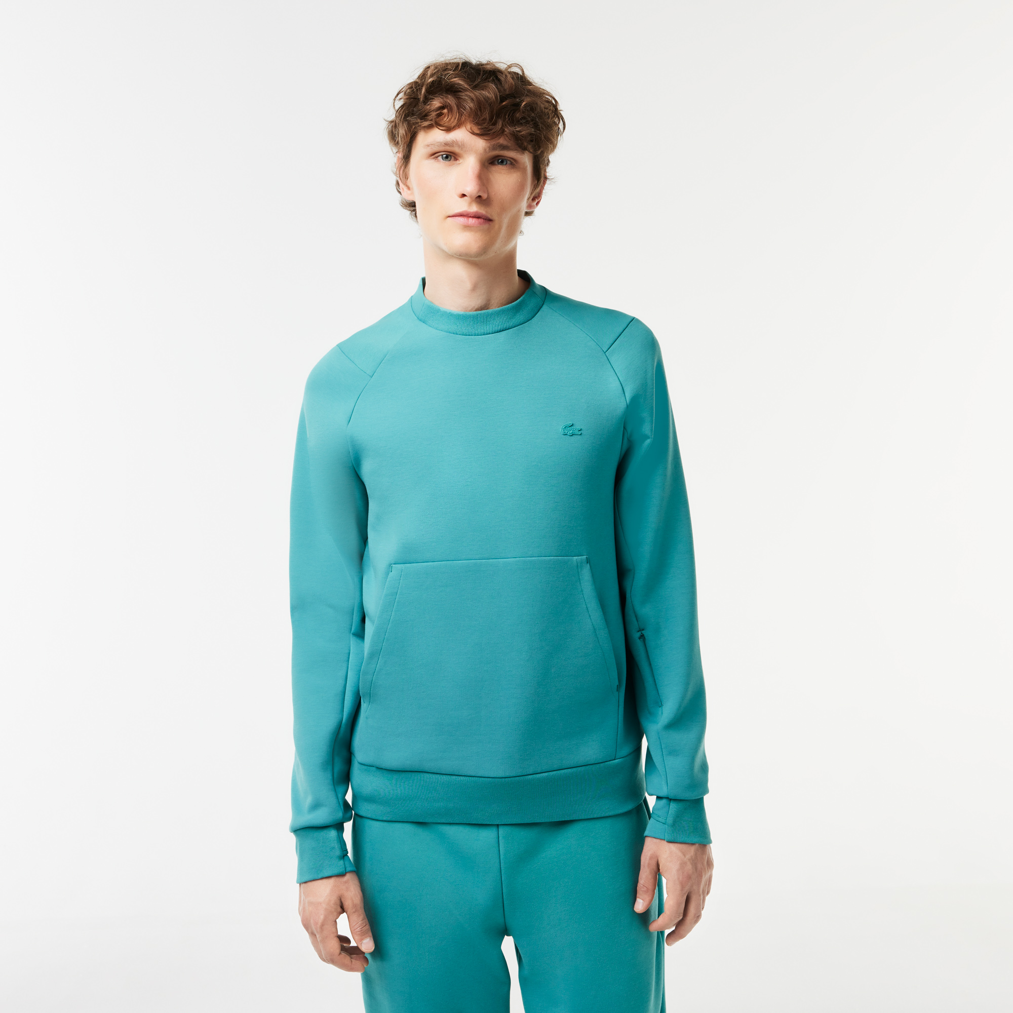 Mens crew neck best sale sweatshirt with kangaroo pocket