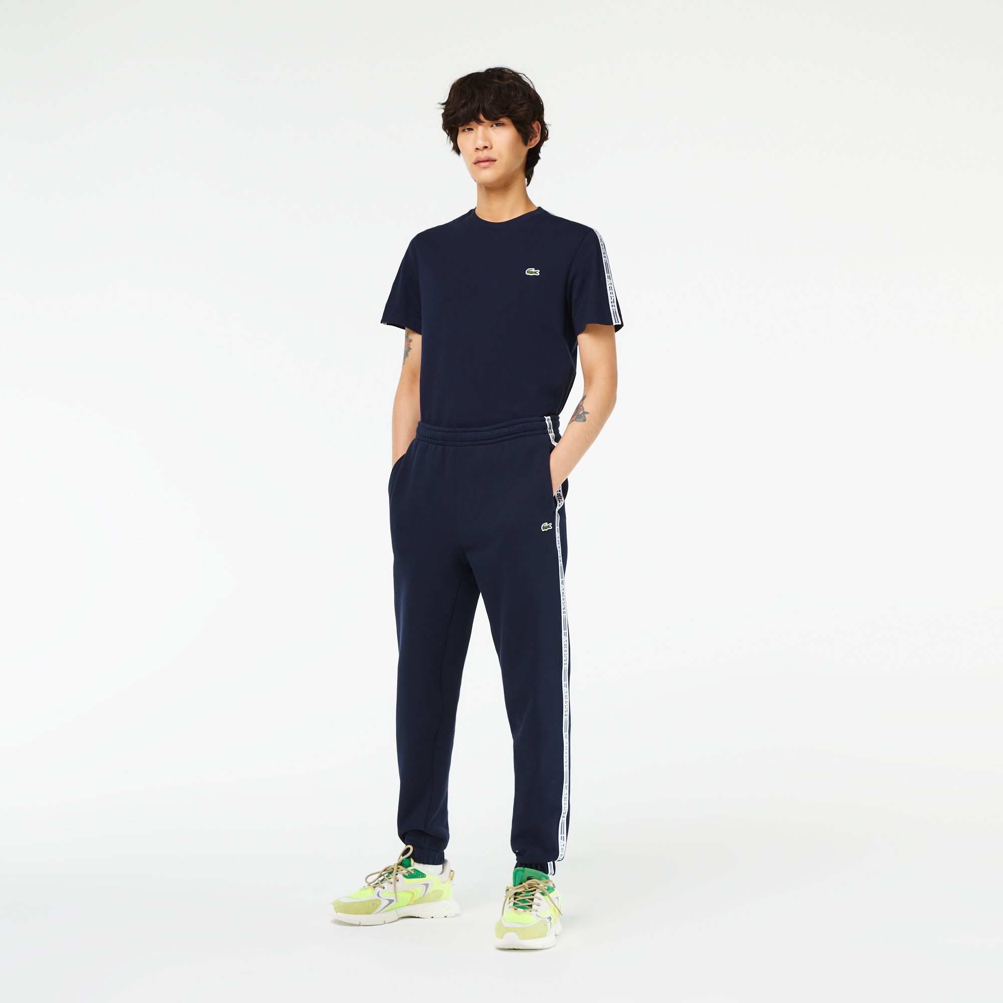 Navy blue lacoste joggers new arrivals